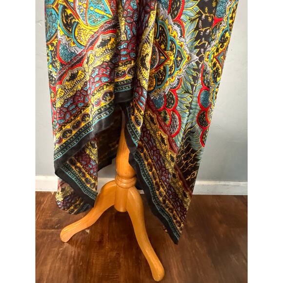 Vibrant Multicolor V-Neck Maxi Dress – Boho Style, Made in India -One Size - Picture 7 of 14